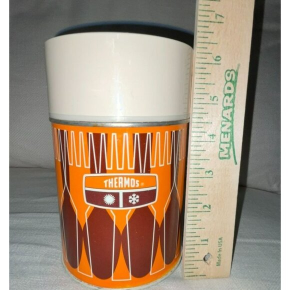 Vintage 1971 Thermos 10 oz Food Jar Used Orange Brown - Picture 9 of 16